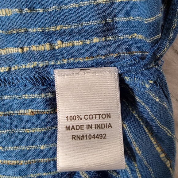 M Square Neetu Malik Blue Striped Cotton Dress Size 1 Shift Midi  Boho Lagenlook - Picture 8 of 9